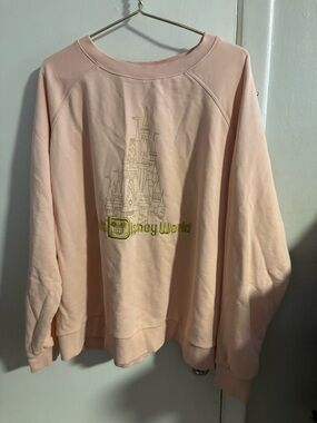 Disney World Pink Castle Sweatshirt Crewneck Embroidered Logo Womens 3X